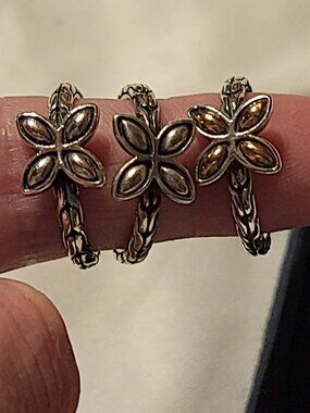 Set of 3 John Hardy Kawung rings, sterling silver and 18k gold